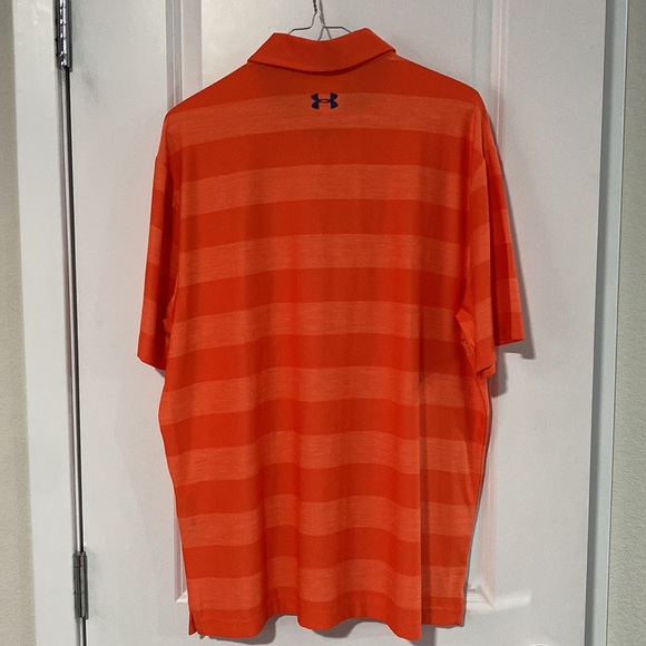 NWT - Mens Under Armour Heatgear Golf Polo - Orange Stripe - Loose Fit - Picture 4 of 10